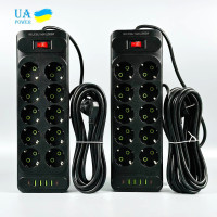 Мережевий подовжувач UA Power F35U 4USB+2Type-C 3.1A 10 розеток 6m
