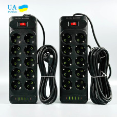 Мережевий подовжувач UA Power F35U 4USB+2Type-C 10 розеток 6m