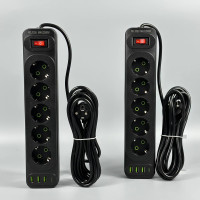 Мережевий подовжувач UA Power F25U 3USB+Type-C 2.1A 5 розеток 6m
