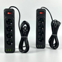 Мережевий подовжувач UA Power F24U 3USB+Type-C 4 розетки 6m