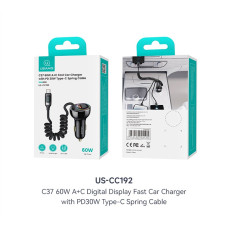 Автомобільний зарядний пристрій Usams US-CC192 C37 USB+Type-C 60W to Type-C 30W