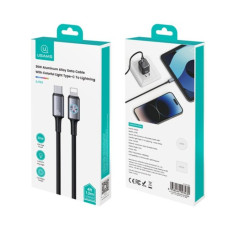 Data Cable Usams US-SJ753 Huan з підсвіткою Type-C to Lightning 30W 1.2m