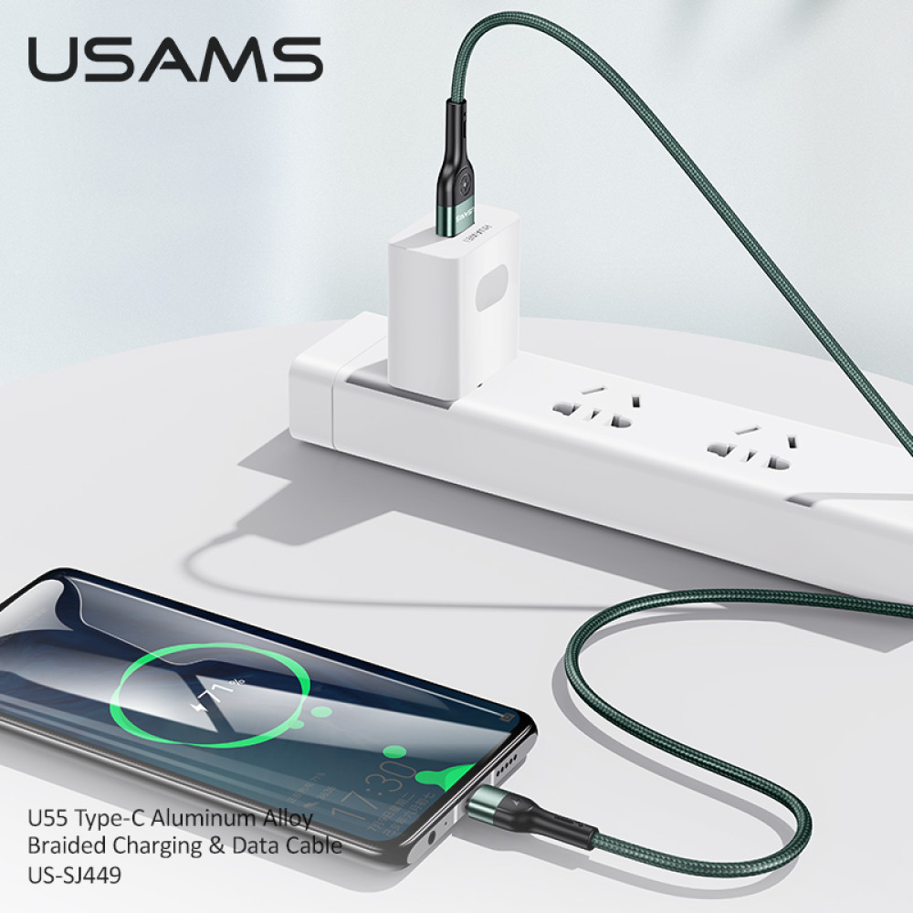 Data Cable Usams US-SJ449 U55 Aluminum Alloy Braided Type-C 2A 1m