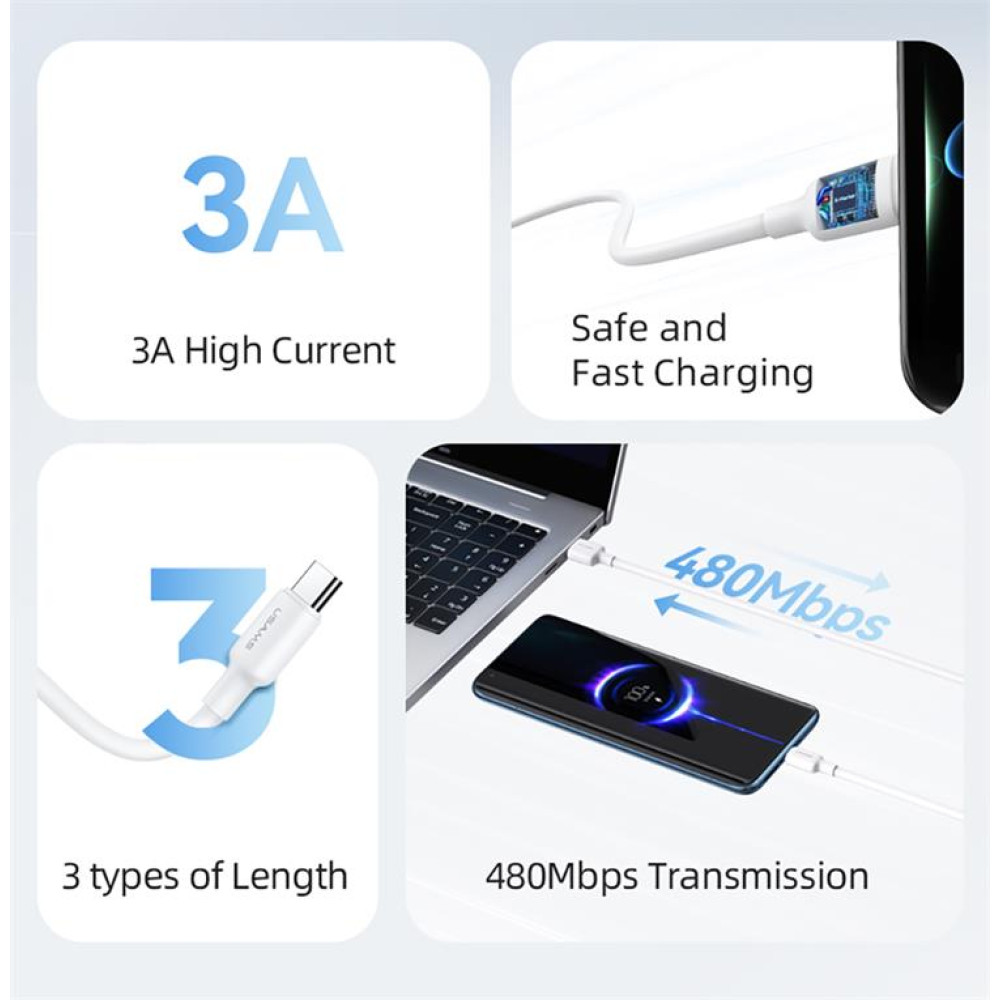 Data Cable Usams US-SJ603 U84 Type-C 3A 3m