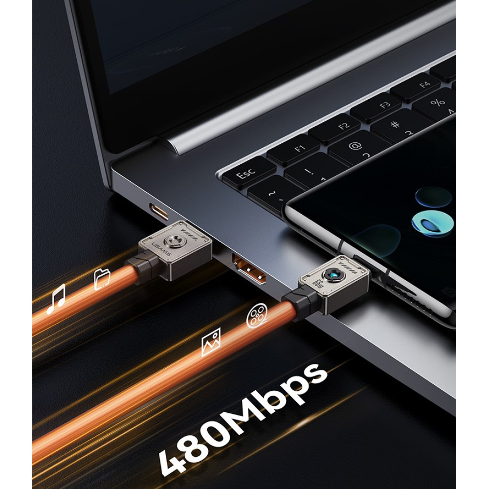 Data Cable Usams US-SJ686 Zine Alloy Type-C 66W 1.2m
