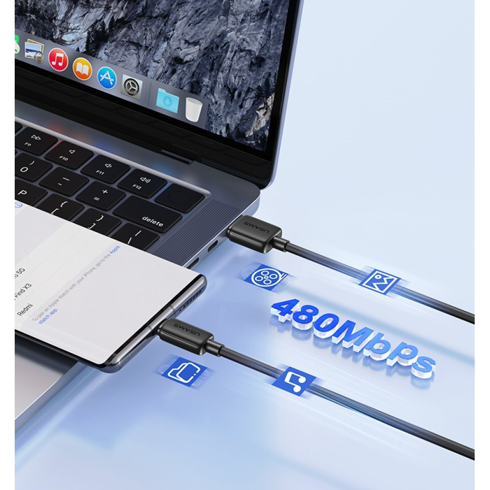 Data Cable Usams US-SJ698 Striped KY Series Type-C 3A 3m