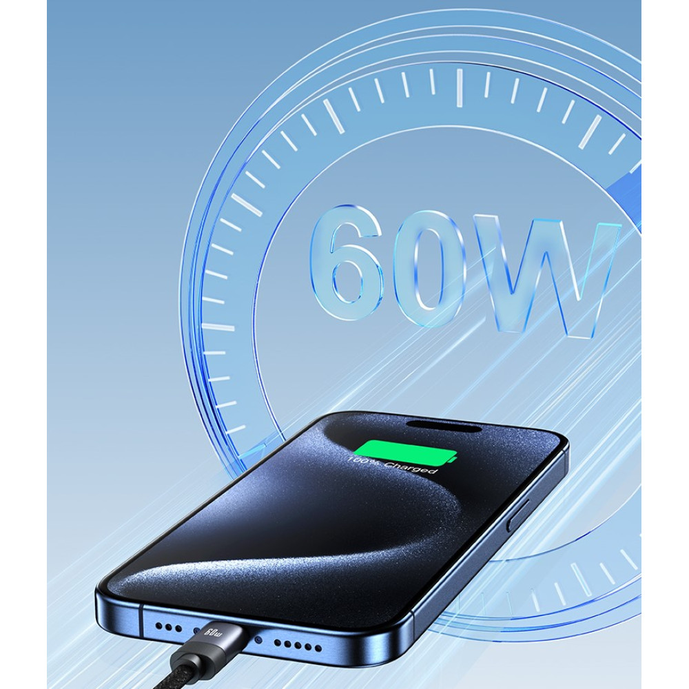Data Cable Usams US-SJ704 Rui Series Magnetic Type-C to Type-C 60W 1m