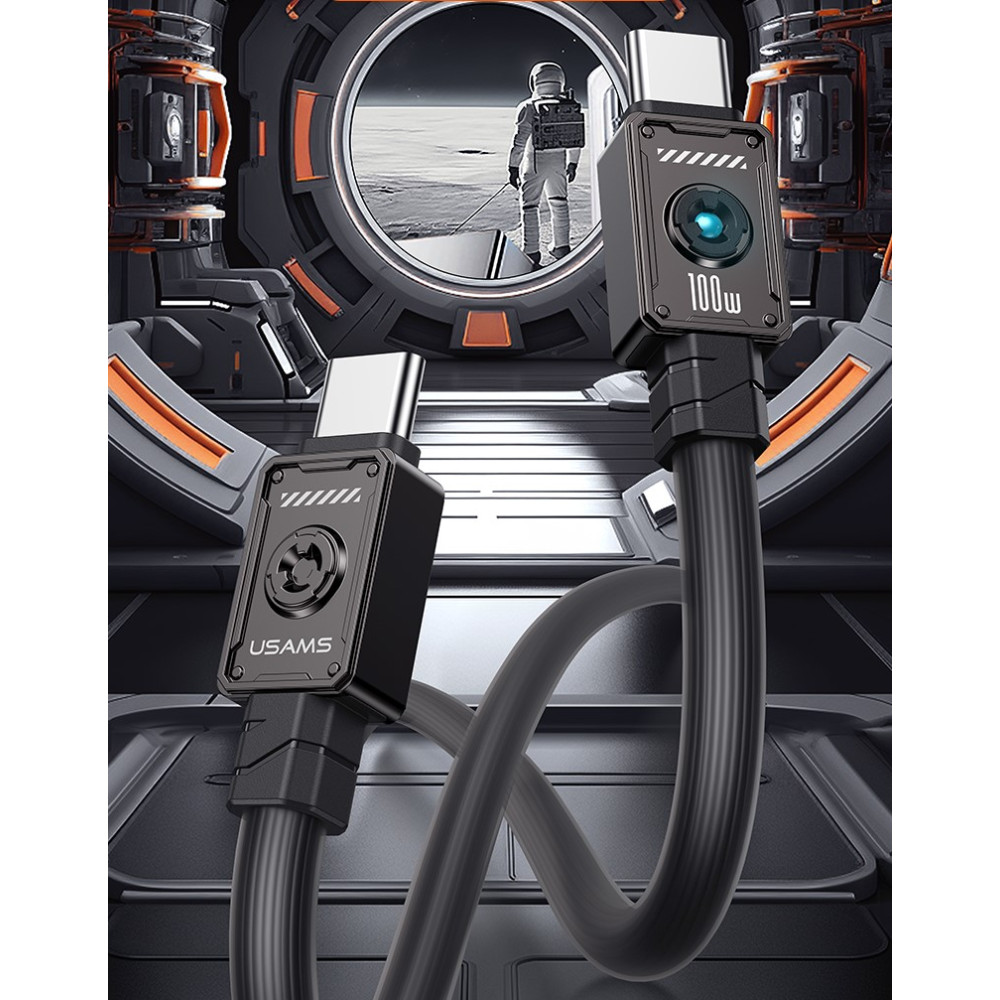 Data Cable Usams US-SJ684 Zine Alloy Type-C to Type-C 100W 1.2m