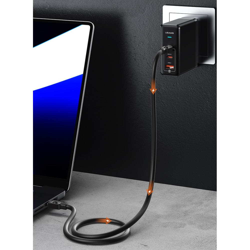 Data Cable Usams US-SJ684 Zine Alloy Type-C to Type-C 100W 1.2m