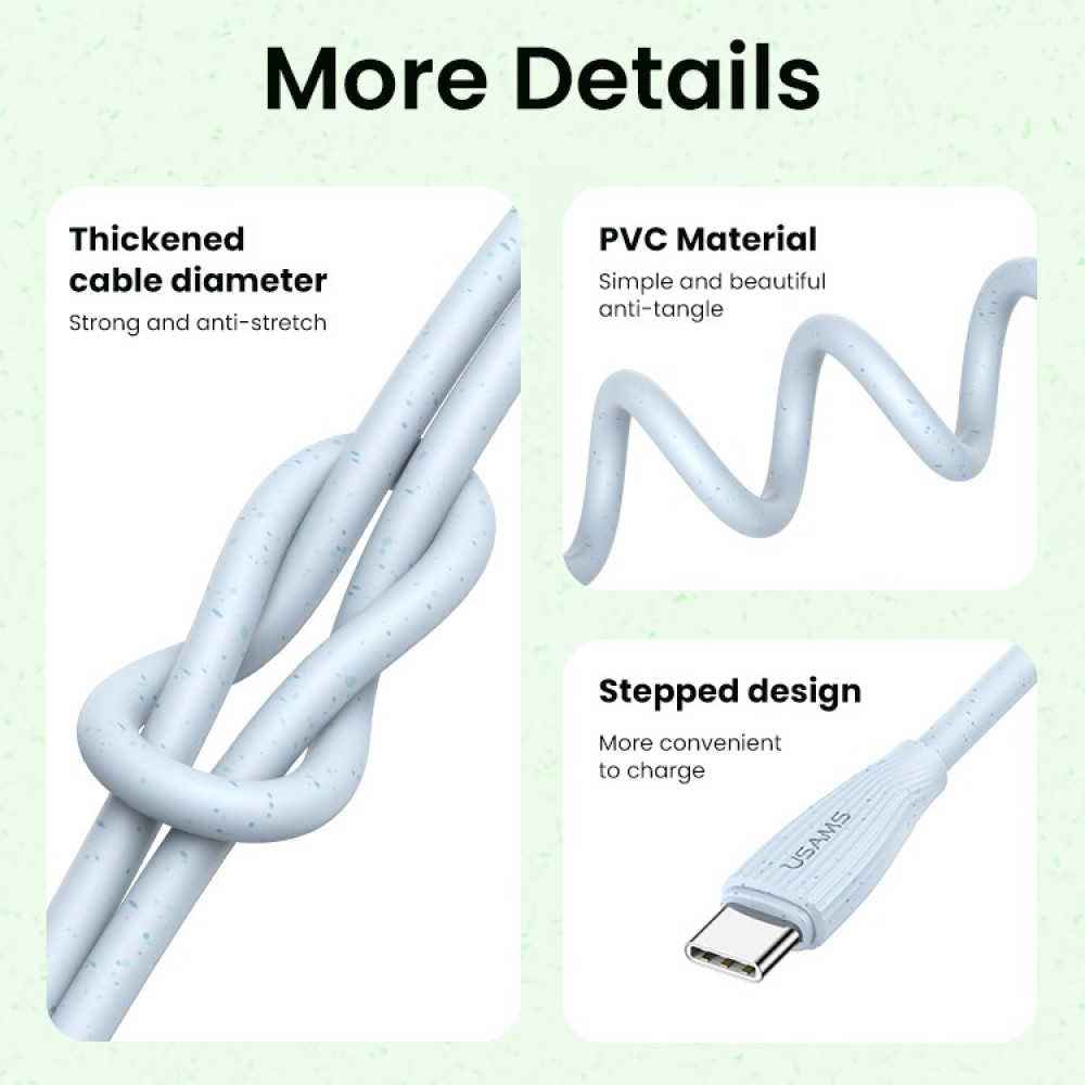 Data Cable Usams US-SJ716 Type-C to Type-C 60W 1m