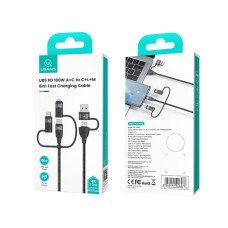 Data Cable Usams US-SJ646 U85 6in1 (USB+Type-C to Type-C+Lightning+Micro) 100W 2m