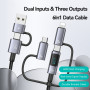 Data Cable Usams US-SJ736 6in1 USB+Type-C to Type-C+Lightning+Micro 60W 2m