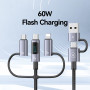 Data Cable Usams US-SJ713 6in1 USB+Type-C to Type-C+Lightning+Micro 60W 1.2m