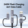 Data Cable Usams US-SJ738 6in1 USB+Type-C to Type-C+Lightning+Micro 240W 2m