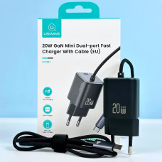 Мережевий зарядний пристрій Usams CC261TC01 Kit-Yi Series GaN PD20W Type-C