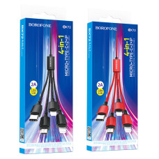 Data Cable Borofone BX72 4in1 Lightning+Lightning+Type-C+Micro