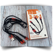  Data Cable Denmen D29E 3in1 Micro+Lightning+Type-C 66W Швидка зарядка (1.2m) (Гарантія 6 міс.)