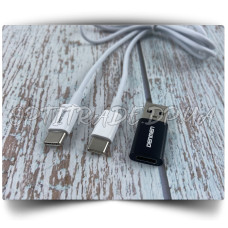 Перехідник Denmen DU13T 2in1 USB to Type-C audio converter +кабель Type-C to Type-C