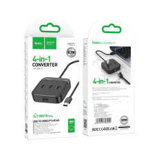 USB HUB Hoco HB35 Easy link 4-in-1 100 Mbps Ethernet (USB to USB2.0*3+RJ45) (L=0.2M)
