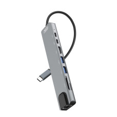 Перехідник XO HUB003 USB-C Multifunction Adapter 8in1 (HDMI+USB2*2+PD+PD Data read+SD Card+TF) Швидка зарядка