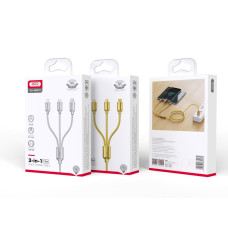 Data Cable XO NB216 3in1 Micro+Lightning+Type-C Gold series 1.2m