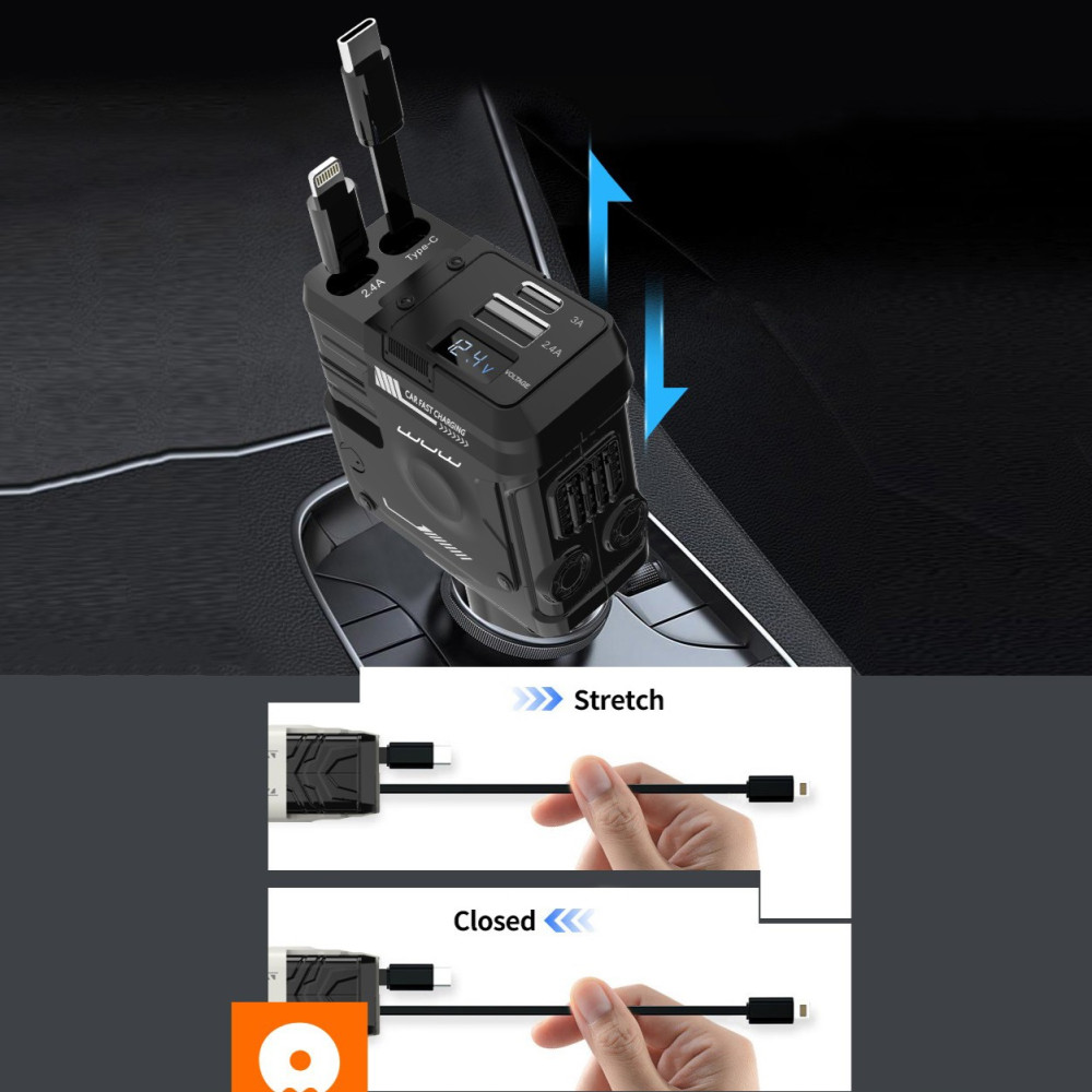 Автомобільний зарядний пристрій WUW C236 36W (with cable Type-C+Lightning)