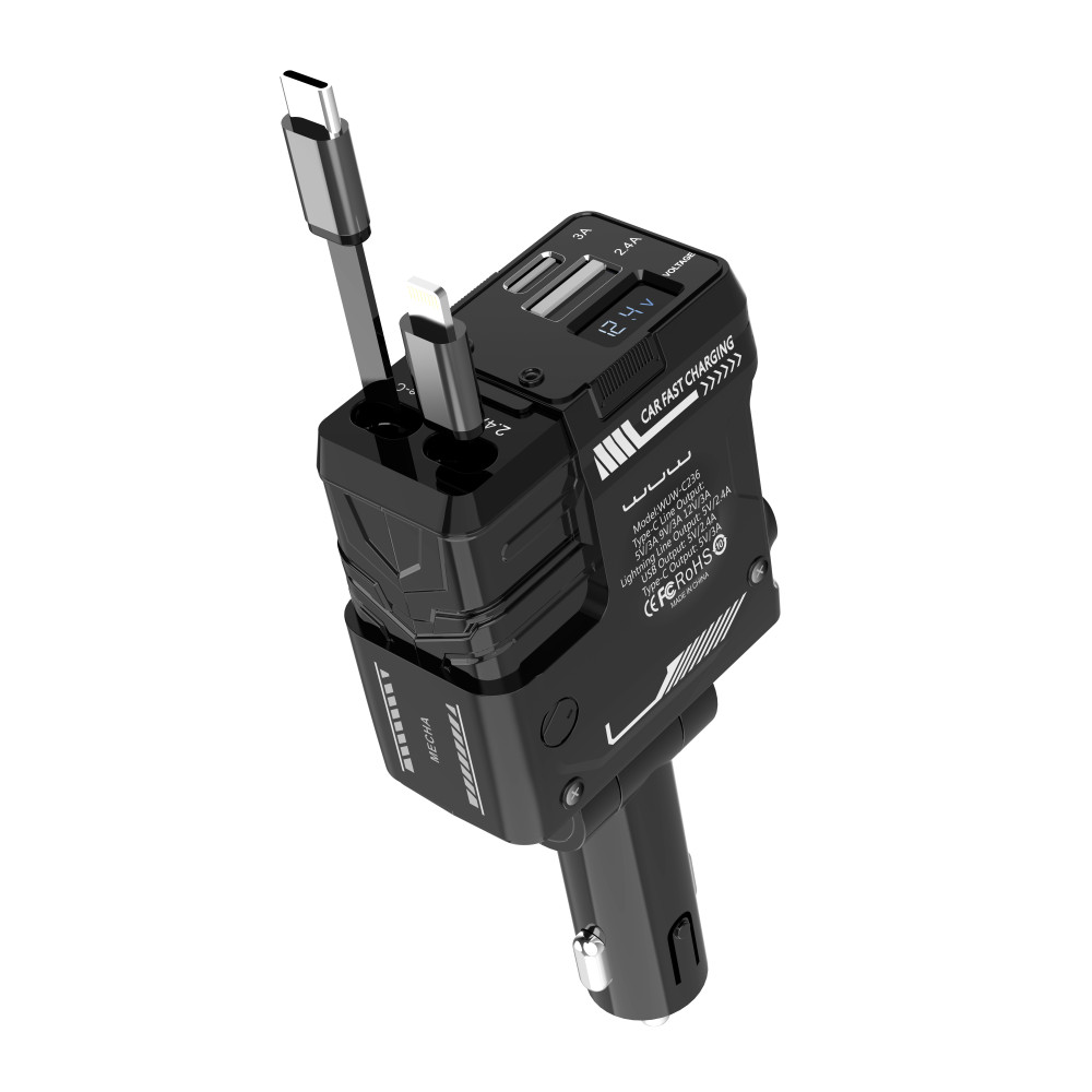 Автомобільний зарядний пристрій WUW C236 36W (with cable Type-C+Lightning)