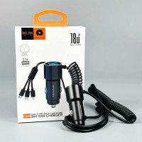 FM Модулятор (Автомобільний зарядний пристрій) WUW C285 PD18W (with cable Lightning+Micro+Type-C)