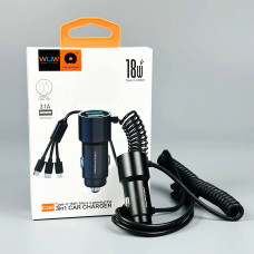 FM Модулятор (Автомобільний зарядний пристрій) WUW C285 PD18W (with cable Lightning+Micro+Type-C)