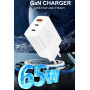 Мережевий зарядний пристрій WUW C157 GAN PD20W+65W