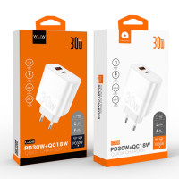 УЦІНКА Мережевий зарядний пристрій WUW C208 PD30W+QC3.0 (пошкоджена упаковка)