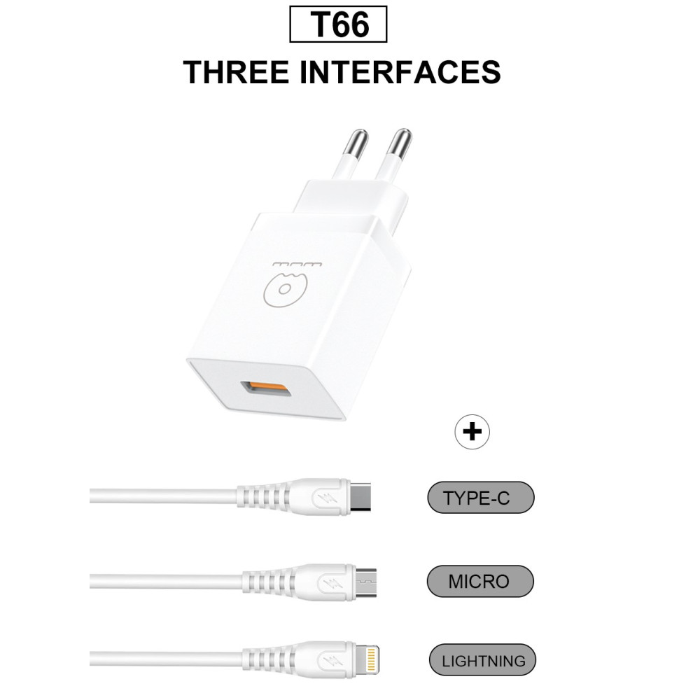 Мережевий зарядний пристрій WUW T66 2.1A Type-C