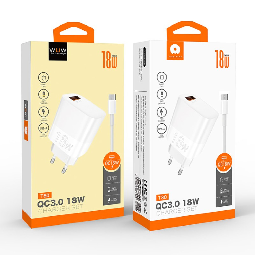 Мережевий зарядний пристрій WUW T80 QC3.0 Type-C