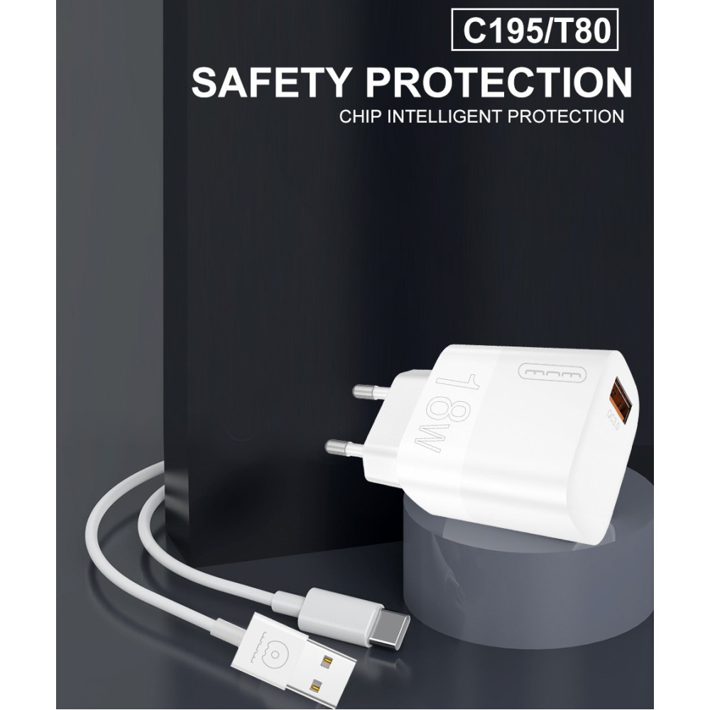 Мережевий зарядний пристрій WUW T80 QC3.0 Type-C