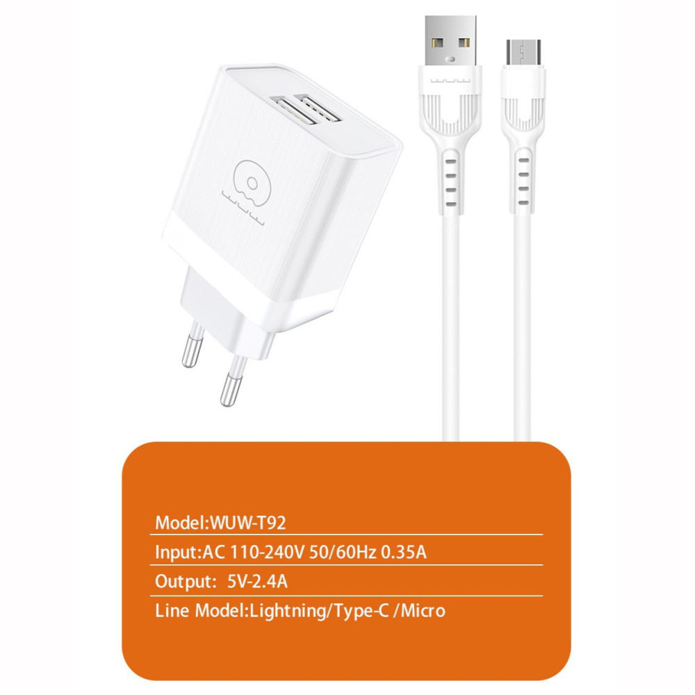 Мережевий зарядний пристрій WUW T92 2.4A Type-C