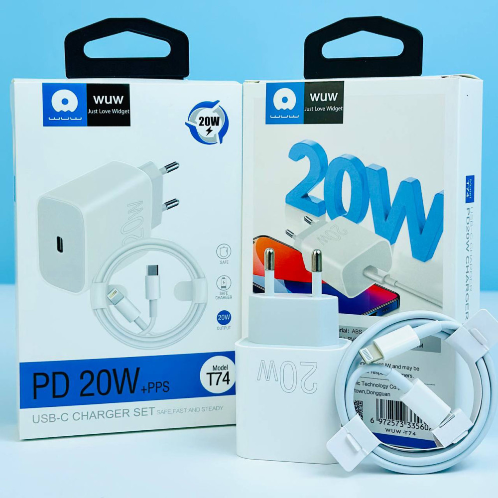 Мережевий зарядний пристрій WUW T74 PD20W Type-C to Lightning