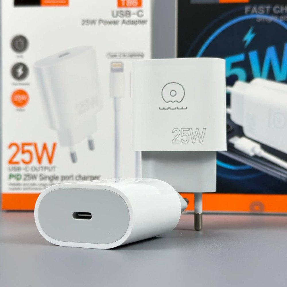 Мережевий зарядний пристрій WUW T86 PD25W Type-C to Lightning