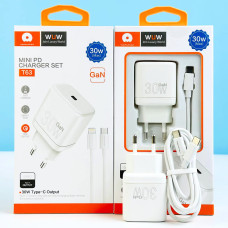 Мережевий зарядний пристрій WUW T63 GAN PD30W Type-C to Type-C
