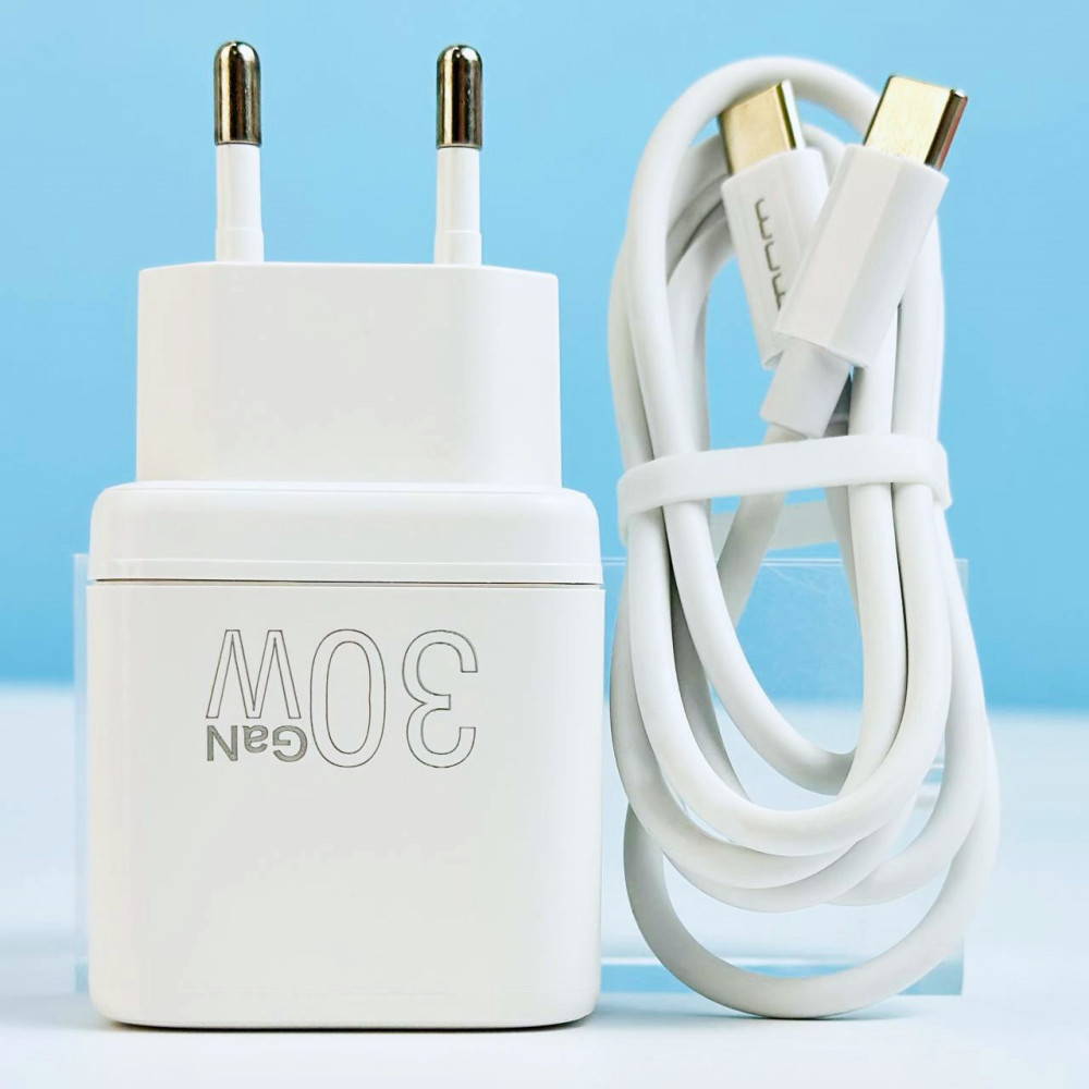 Мережевий зарядний пристрій WUW T63 GAN PD30W Type-C to Type-C