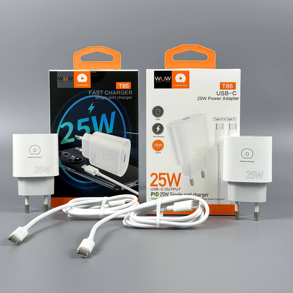 Мережевий зарядний пристрій WUW T86 PD25W Type-C to Type-C