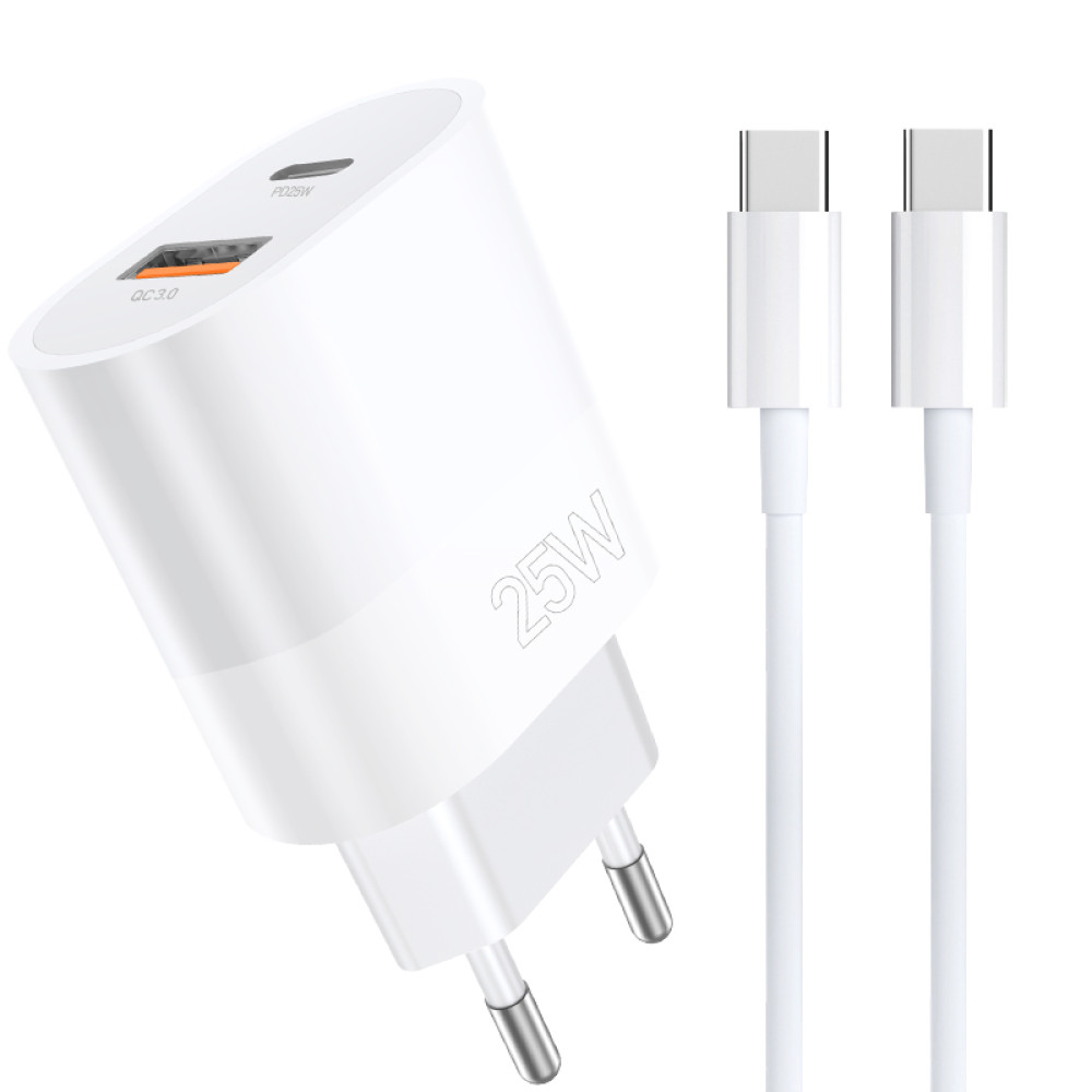 Мережевий зарядний пристрій WUW T96 PD25W+QC3.0 Type-C to Type-C