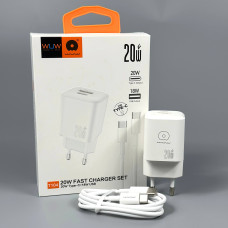 Мережевий зарядний пристрій WUW T104C PD20W+QC3.0 Type-C to Type-C