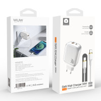 Мережевий зарядний пристрій WUW T115C GaN PD30W+QC3.0 Type-C to Type-C