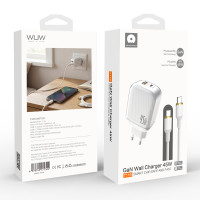 Мережевий зарядний пристрій WUW T116 GaN PD45W+QC3.0 Type-C to Type-C