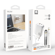 Мережевий зарядний пристрій WUW T117 GaN PD65W+QC3.0 Type-C to Type-C