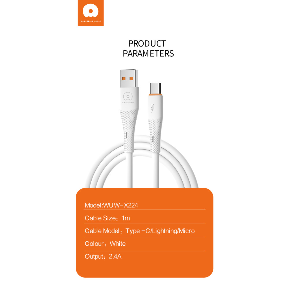 Data Cable WUW X224 Type-C 2.4A 1m
