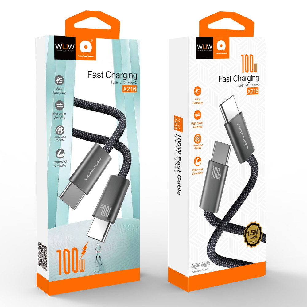 Data Cable WUW X216 Type-C to Type-C 100W 1.5m