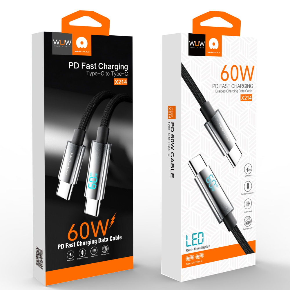 Data Cable WUW X214 Type-C to Type-C 60W 1m