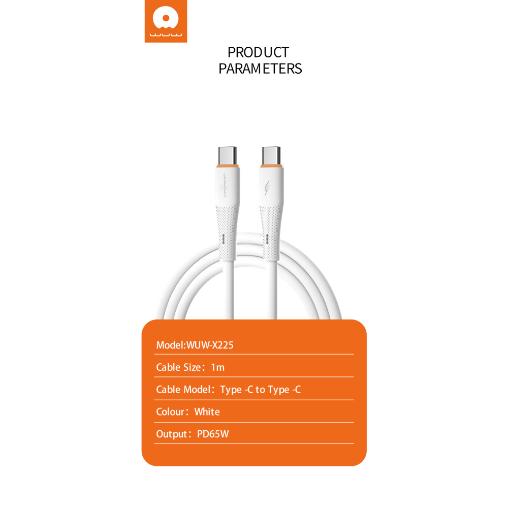Data Cable WUW X225 Type-C to Type-C 65W 1m
