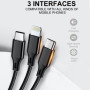 Data Cable WUW X208 3in1 Lightning+Micro+Type-C 1m